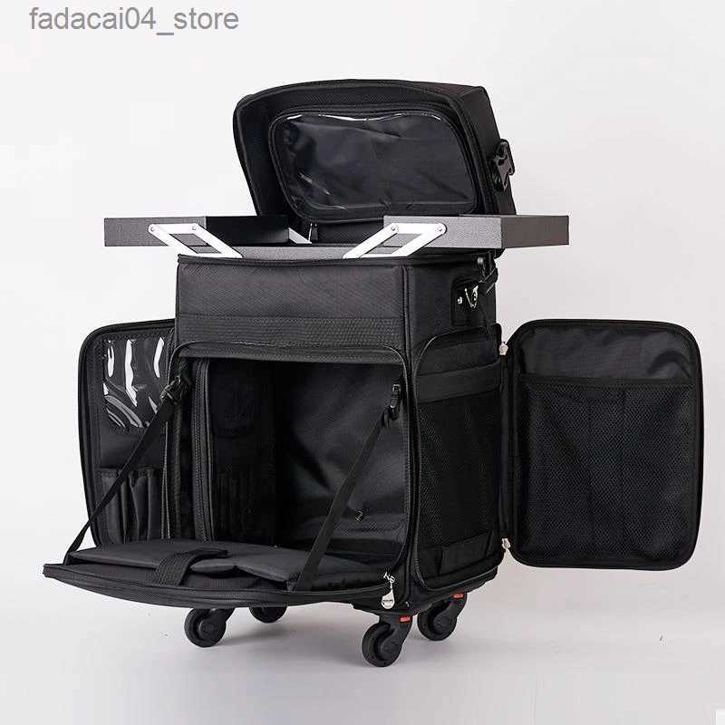 Suitcases Women large capacity Trolley Cosmetic case Nails Makeup Toolbox Trolley Suitcase Multifunction Beauty Tattoo Box Rolling Luggage Q240115