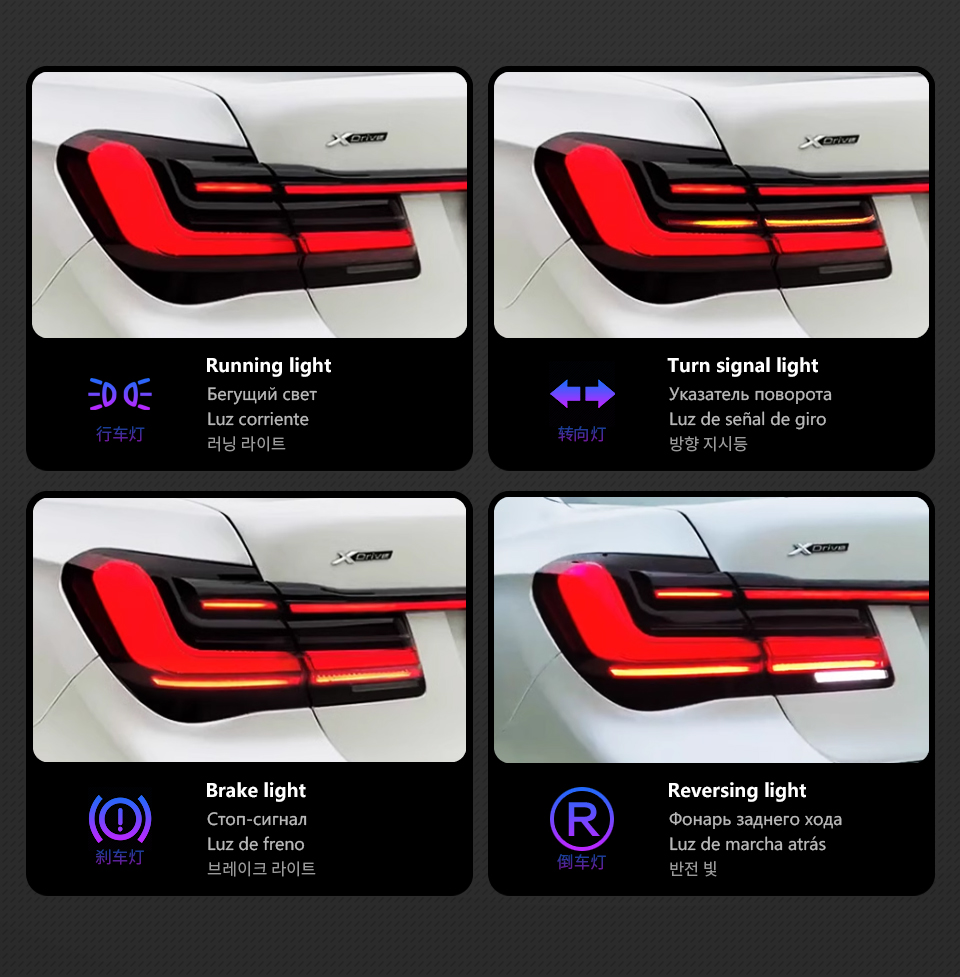 Car Tuning Taillight For BMW 7 series F02 2009-20 15 730I 740I 760I LED Driving Lights Rear Brake Turn Signal Tail Lamp