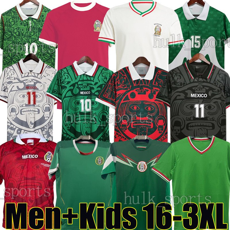 4XL Retro 1998 MEXICO BLANCO Soccer Jerseys 1970 83 85 94 95 97 98 2006 19 HERNANDEZ SANCHEZ football shirt LUIS GARCIA CAMPOS ancient maillot MARQUEZ 2010 men kids kit