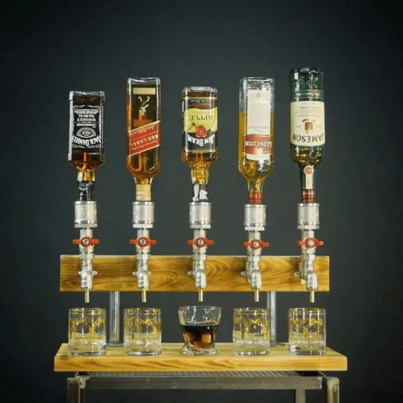 Whiskey Wood Dispenser Wood Alcohol Liquor Dispenser Solid Base Real Brass Leakproof Smooth Pouring Dispenser for Home Bar Gift 240113 - view 7