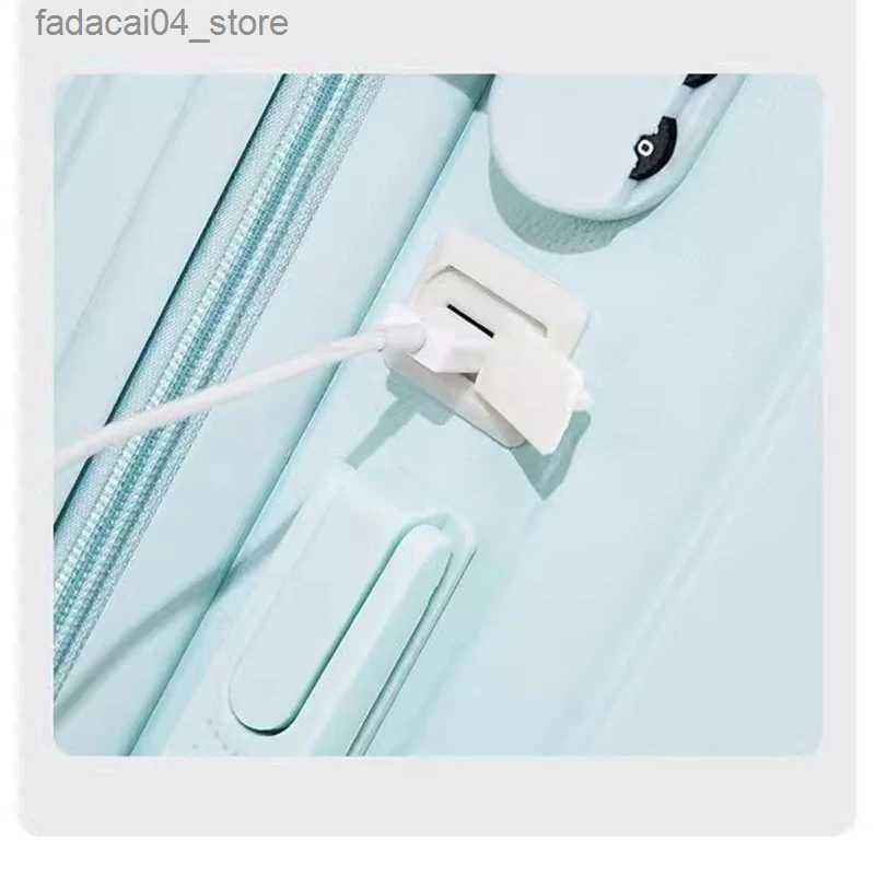 Suitcases 2023 New Combination Suitcase USB Charging Port with Cup Holder Large Capacity Trolley Case Travel Luggage Rugged Lockbox Q240115