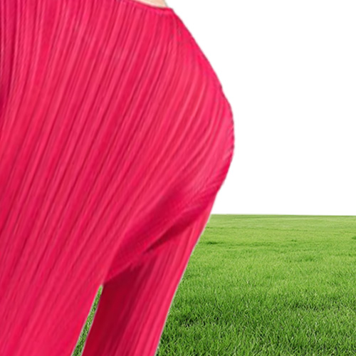 Women039s TShirt Miyake Pleated Tops Fall Women Trendy Size Clothing Asthetic Pure Color With Short Sleeves Bottoming Shi