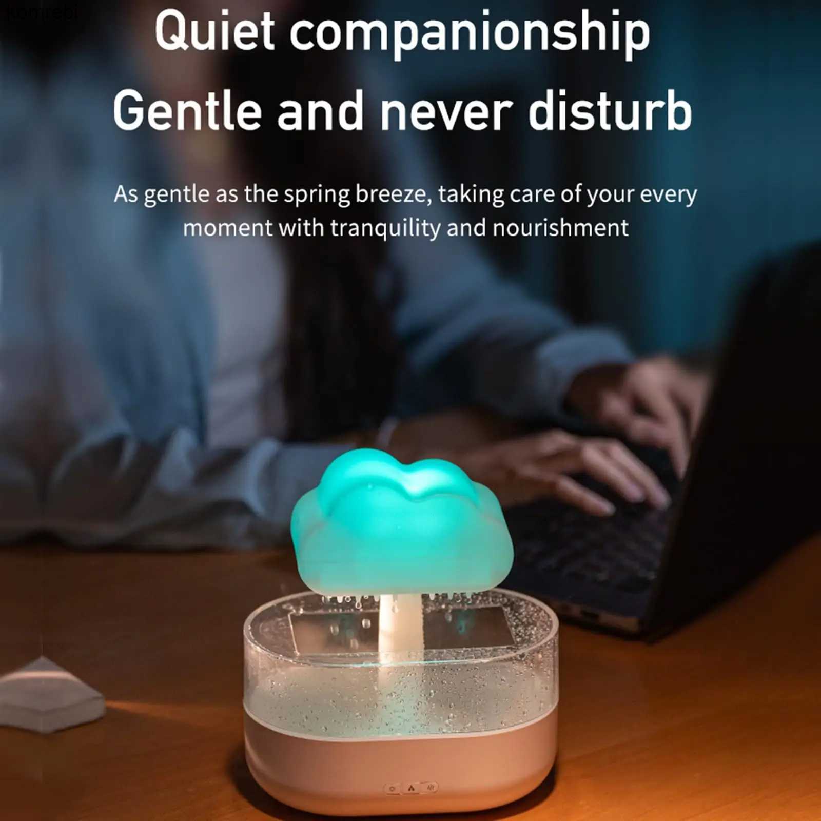 Humidifiers Cloud Rain Humidifier Water Drip 200ml Cloud Aromatherapy Essential Oil Diffuser with Diffuser with 7 Colors LED LightL240115