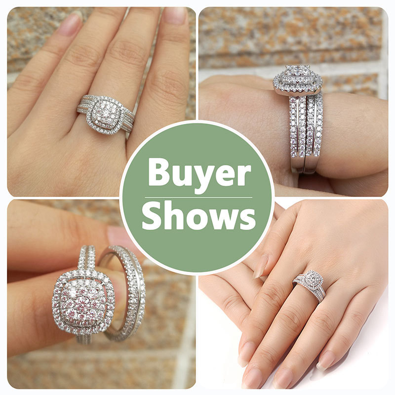 Stunning Sterg Sier Wedding Rings Set: Elegant Cubic Zirconia CZ Dia Band for Women