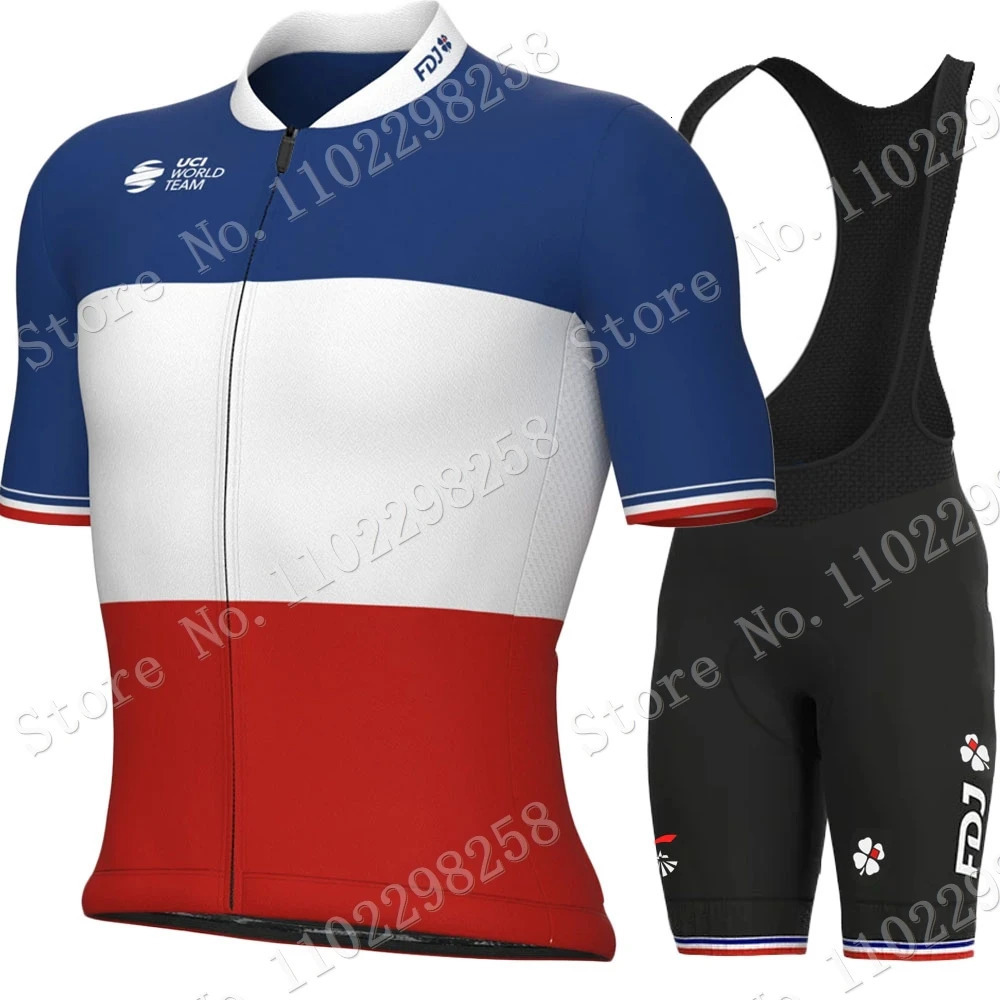 Team Cycling Jersey Set France Champion Summer Clothing Mens Road Bike Shirts Suit Bicycle Bib Shorts MTB Ropa Maillot 240113