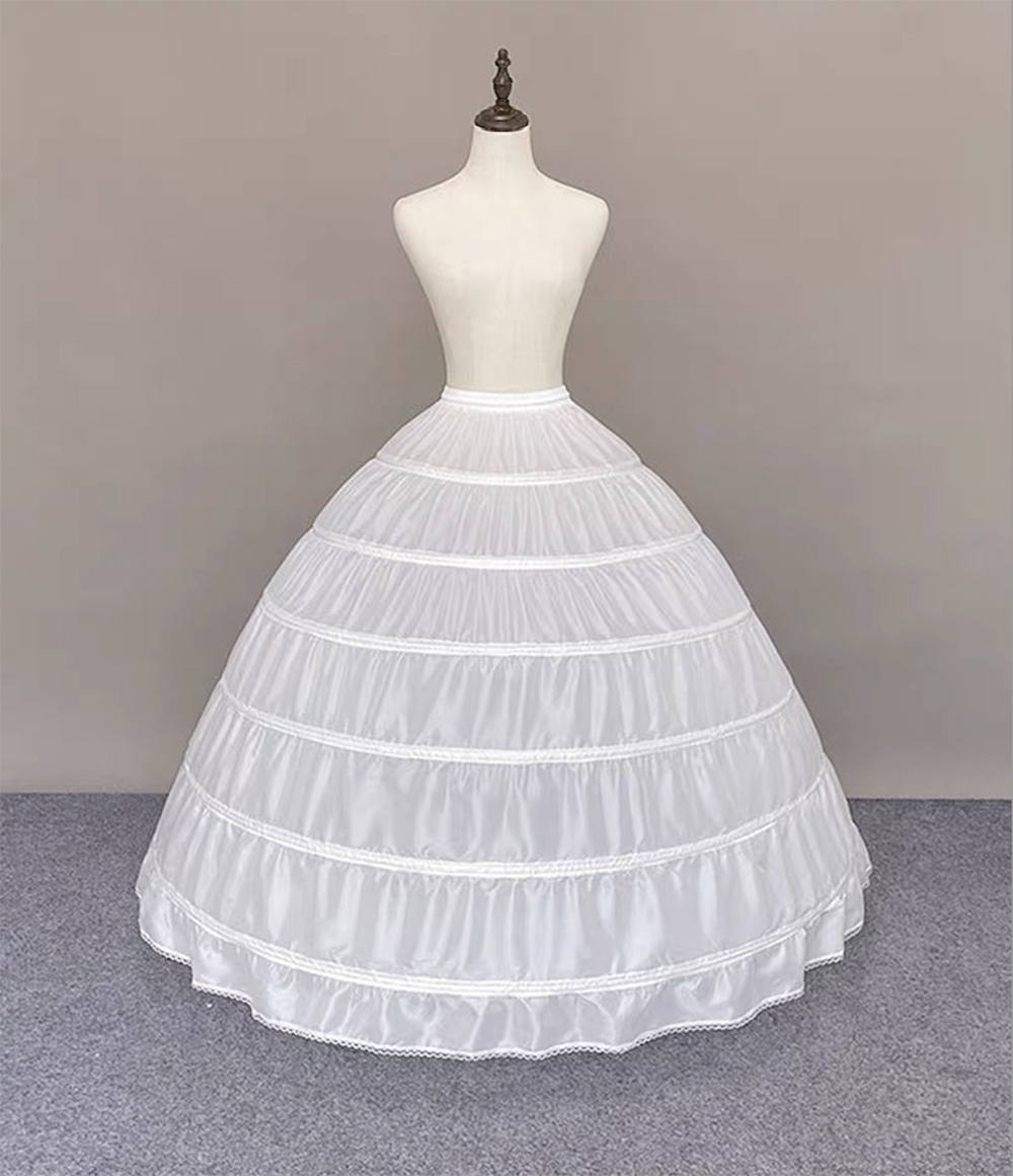 High Quality White 6 Hoops Petticoats for Wedding Dress Plus Size Fluffy Quinceanera Gowns Supplies Underskirt Crinoline Pettycoat Hoop Skirt