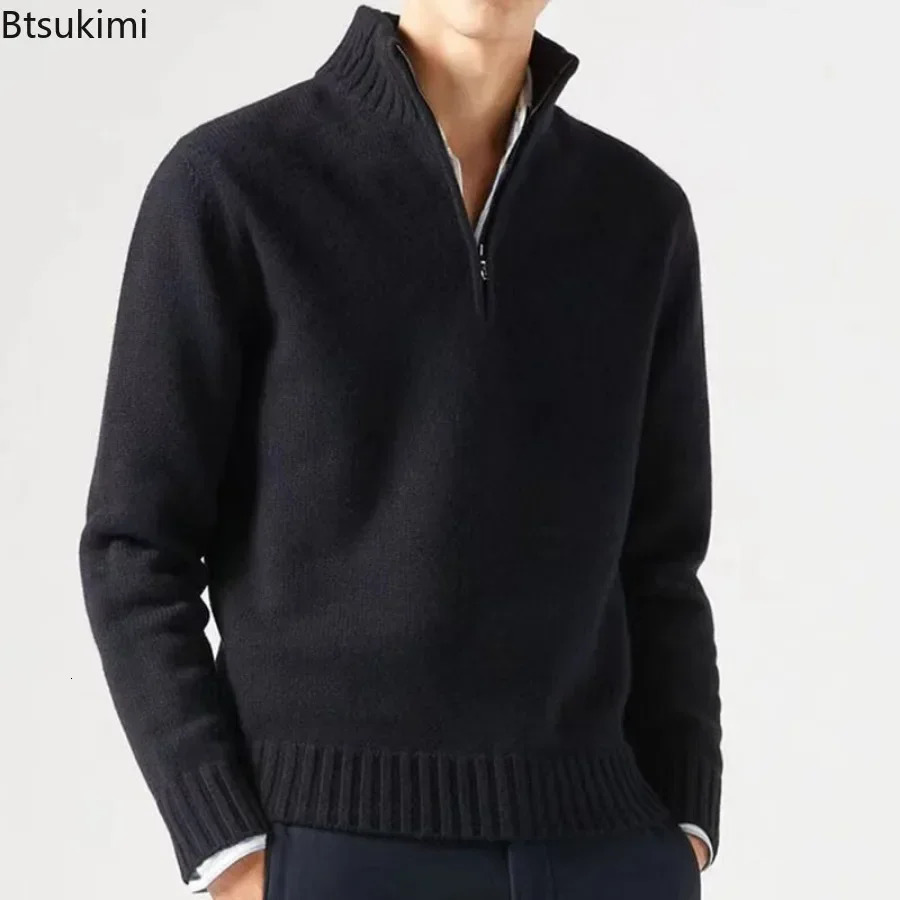 Mens Winter Warm Knitted Sweaters Zipper Up Casual Pullovers Tops Knitwear Sweater Fashion Jumpers Clothes 240113