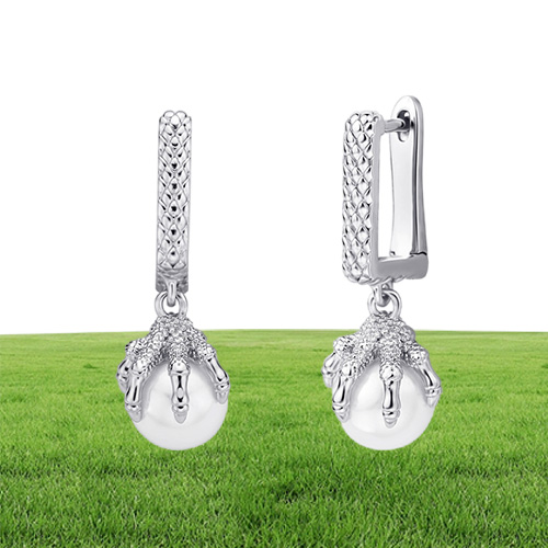 Unisex Fashion Men Women Earrings Gold Silver Color Pearl Dragon Claws Earrings Hoops for Wedding Party Nice Gift for