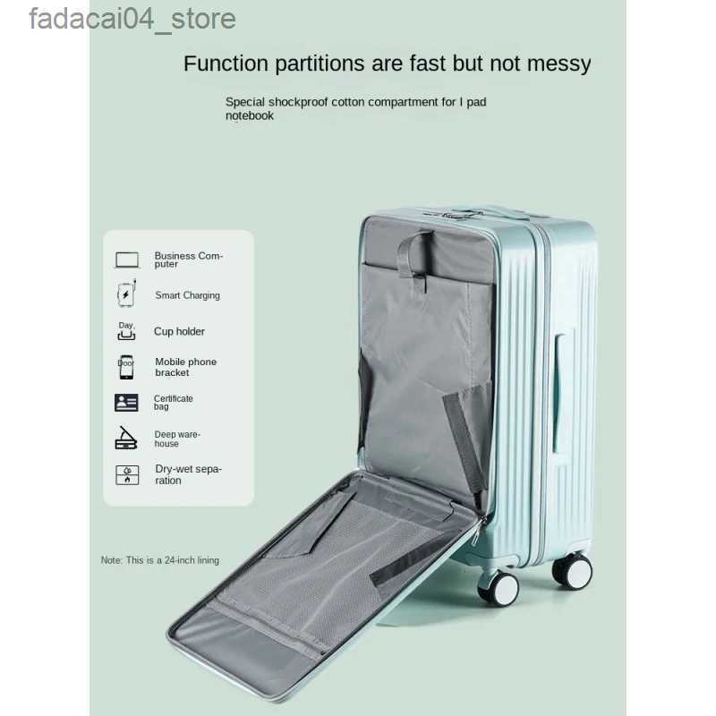 Suitcases Middle Size Luggage 20 22 24 26 Inch Front Opening Men's and Women's Multifunctional Password Lock Travel Suitcases with Wheels. Q