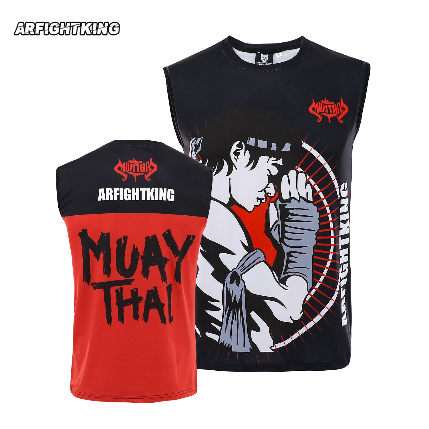 MMA MUAY THAI Gift Sans manches t Summer Fitness Court rond rond Round Men's Men's Casual Séchage 3D Prince MMA Sweatshirt Sweet Alastic Howfrabl
