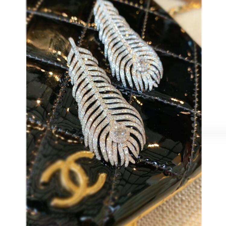 Choucong 2024 Stud Earrings Original Luxury Jewelry Real 100% 925 Sterling Silver Pave White Moissanite Diamond Gemstones Party Women Feather Earring 