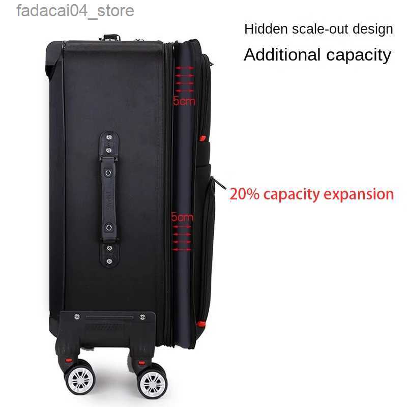 Suitcases 30 Large Capacity Black Luggage Waterproof Durable Trolley Case Oxford Cloth Detachable Spinner Wheel 20 Password Suitcase Q240115