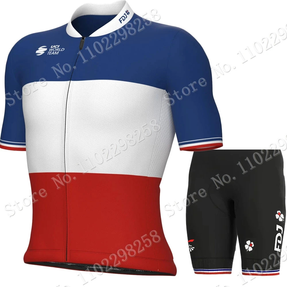 Team Cycling Jersey Set France Champion Summer Clothing Mens Road Bike Shirts Suit Bicycle Bib Shorts MTB Ropa Maillot 240113