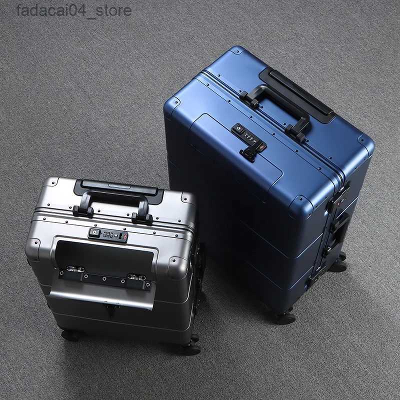 Suitcases New German all-aluminum luggage men's pull rod suit metal business 20 boarding alloy travel female 24 combination box Q240115