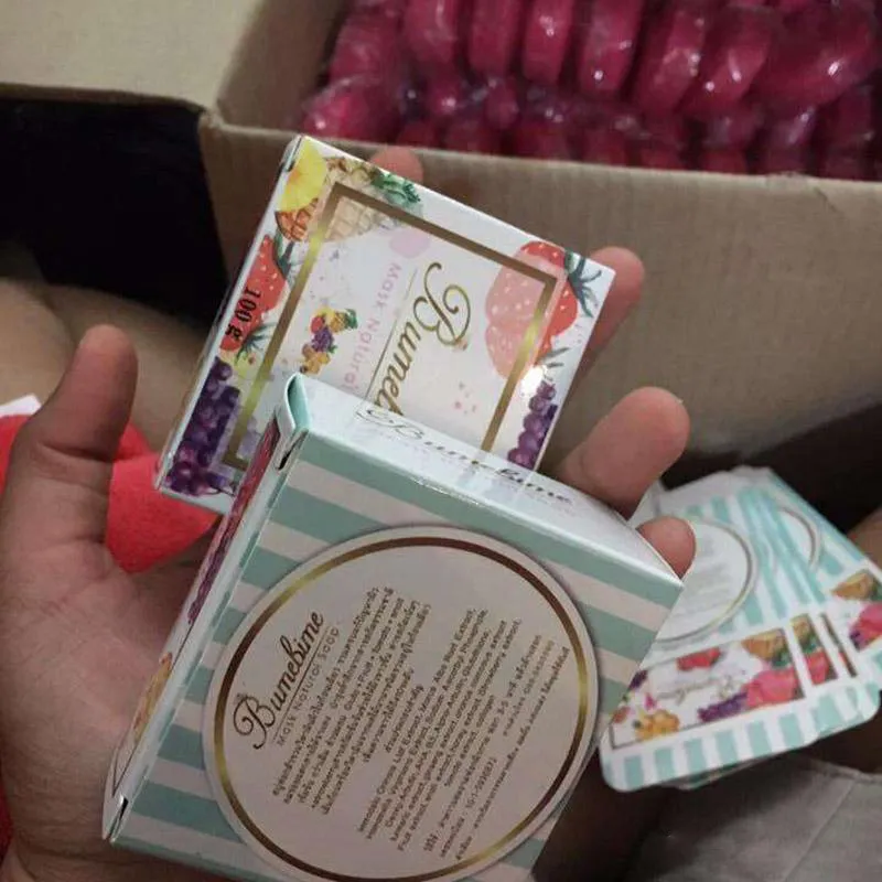 Bumebime Soap Handwork Whitening Soap with Fruit Essential Natural Mask White Bright Oil Soap with Sealed In Bag Retail Box LL