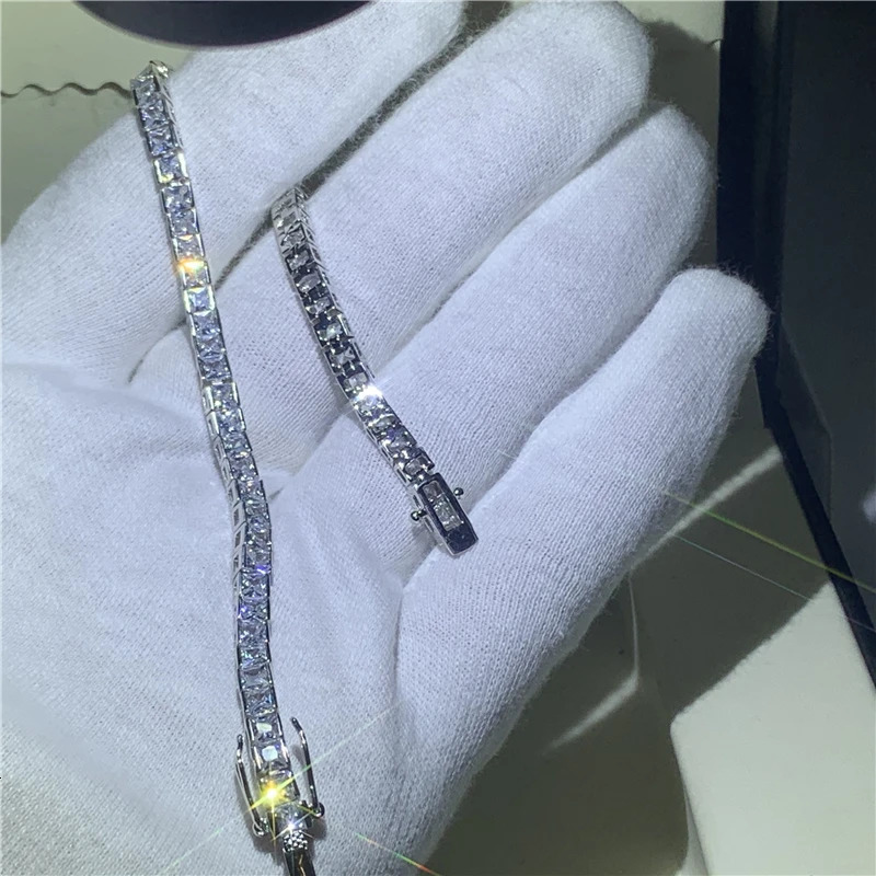 4 Colors Tennis bracelet Princess cut Diamond 925 Sterling Silver White Gold Filled Party Wedding bracelets for women Jewerly240115