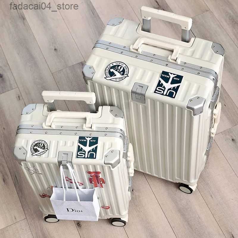 Suitcases Rolling Luggage Female 26 28 Strong Thick Durable Trolley Box Male 24 Travel Boarding Password Box Suitcase Soundproof Wheel Q240115