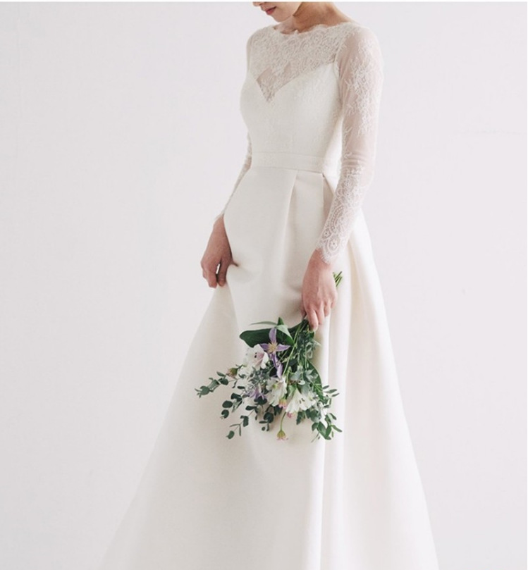 Elegant Bride Wedding Dress 2024 Boat Neck Long Sleeves Top Lace Satin A-line Bridal Gowns Boho Vestidos Noiva Robe De Mariage