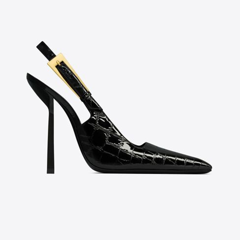 Slingback Pumps Designer Sandales Crocodileemed Femmes Stiletto Talan Robe Office Chaussures Designer Sandales Point Point Sandales Sole Sole Cal