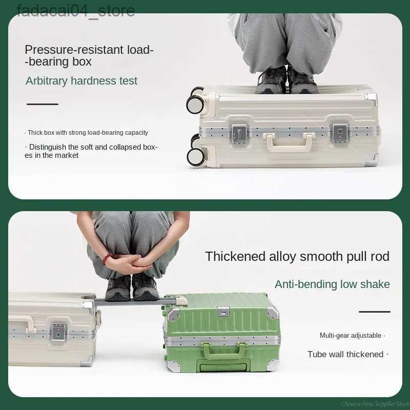 Suitcases Rolling Luggage Female 26 28 Strong Thick Durable Trolley Box Male 24 Travel Boarding Password Box Suitcase Soundproof Wheel Q240115