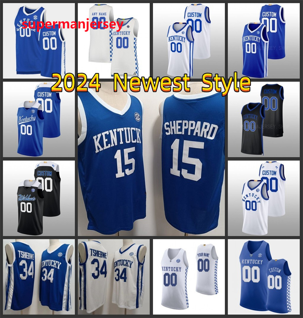 Mens #15 Reed Sheppard Kentucky Wildcats Basketball Jersey Stitched #34 Oscar Tshiebwe Kentucky Jerseys S-3XL