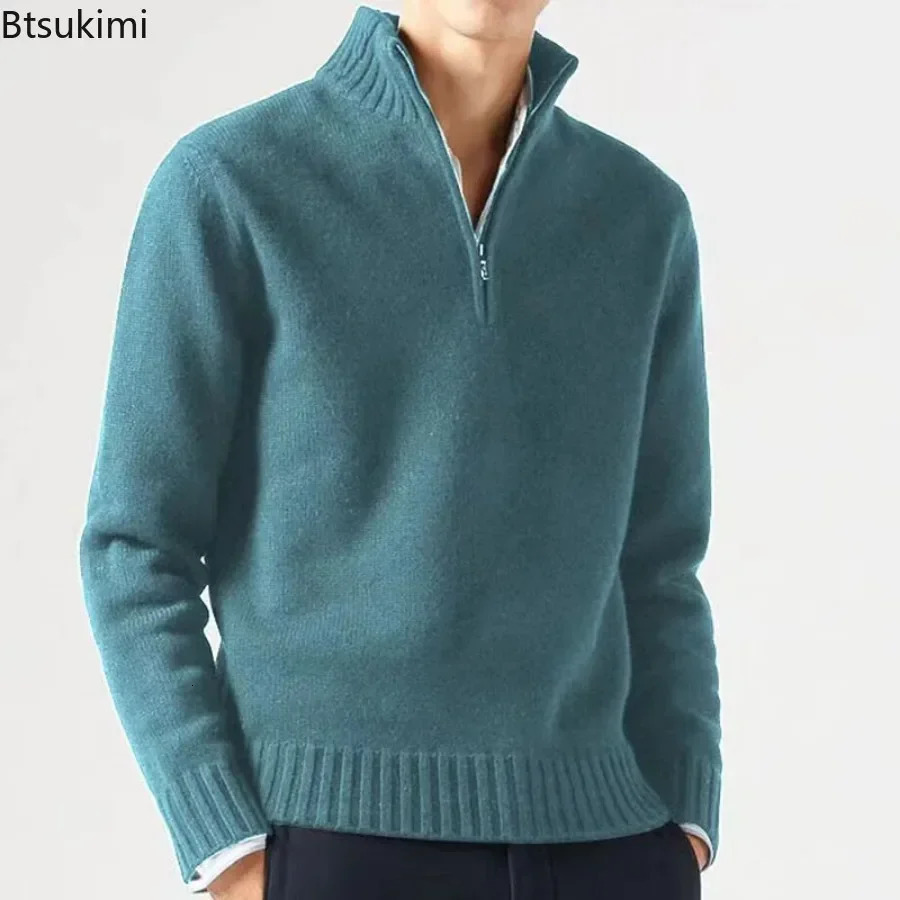 Mens Winter Warm Knitted Sweaters Zipper Up Casual Pullovers Tops Knitwear Sweater Fashion Jumpers Clothes 240113