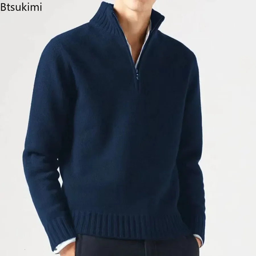Mens Winter Warm Knitted Sweaters Zipper Up Casual Pullovers Tops Knitwear Sweater Fashion Jumpers Clothes 240113