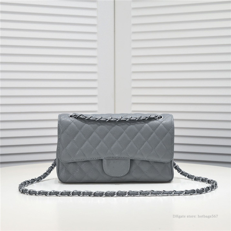 High Quality Genuine Caivar Leather Woman Bag Shoulder bags Chain Designer Handbag Woman Tote purse clutch ladies girls free shipping 25cm