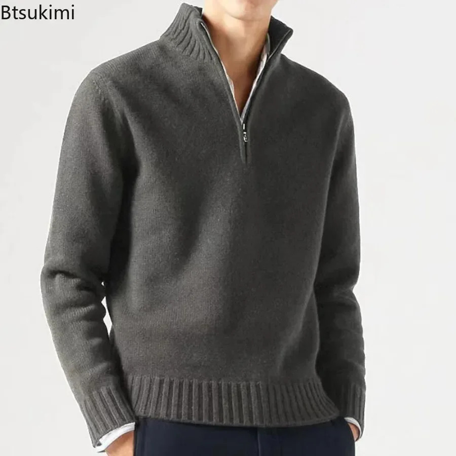 Mens Winter Warm Knitted Sweaters Zipper Up Casual Pullovers Tops Knitwear Sweater Fashion Jumpers Clothes 240113
