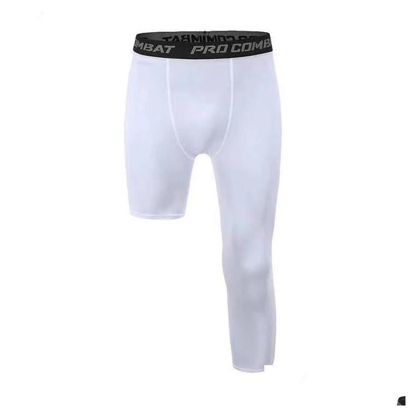 Men'S Pants Mens Pants Men One Leg Compression 3/4 Capri Tights Athletic Basketball Base Drop Delivery Apparel Men'S Clothing Dhtwq