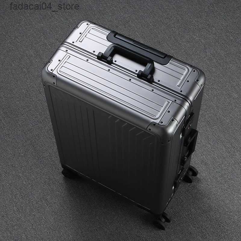 Suitcases New German all-aluminum luggage men's pull rod suit metal business 20 boarding alloy travel female 24 combination box Q240115