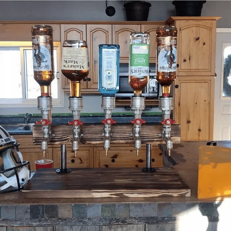 Whiskey Wood Dispenser Wood Alcohol Liquor Dispenser Solid Base Real Brass Leakproof Smooth Pouring Dispenser for Home Bar Gift 240113 - view 4