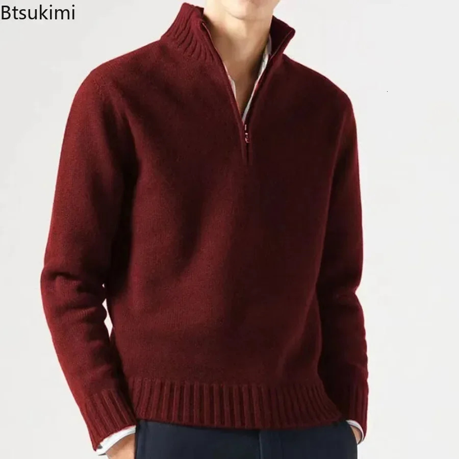Mens Winter Warm Knitted Sweaters Zipper Up Casual Pullovers Tops Knitwear Sweater Fashion Jumpers Clothes 240113