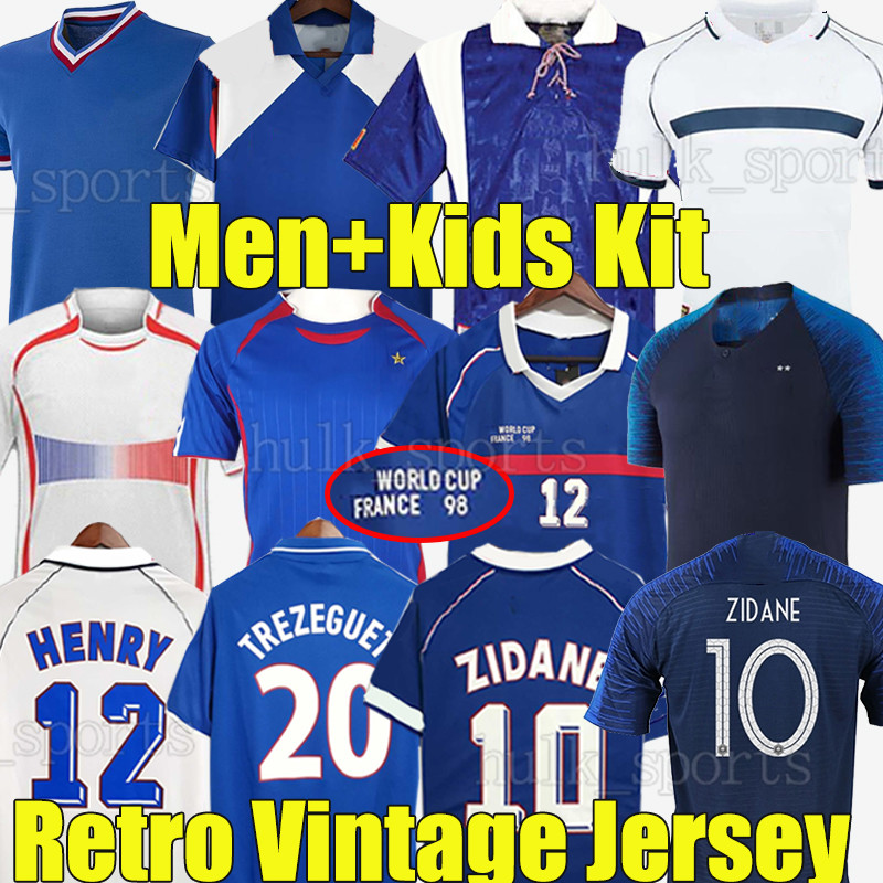 ZIDANE French club retro soccer jerseys 1998 HENRY TREZEGUET DESAILLY football shirt 1971 82 84 86 88 90 96 98 00 02 04 06 18 DJORKAEFF DESCHAMPA Classic Vintage men kids