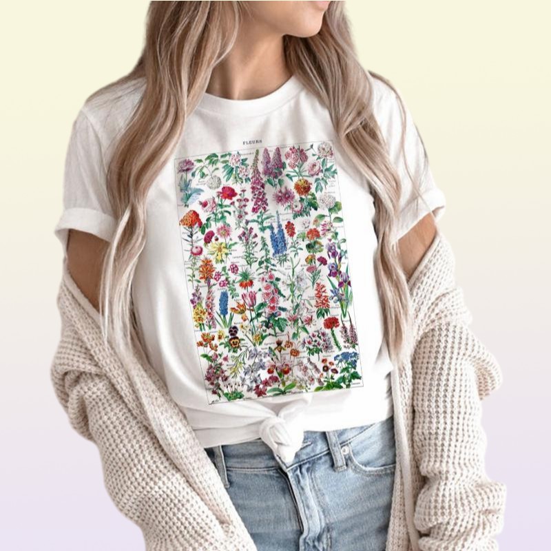 Women039s TShirt Vintage Wild Flower T Shirt Boho Chic Floral Print Women TShirts Cute Ladies Tops Aesthetic Cottagecore Clot5947870