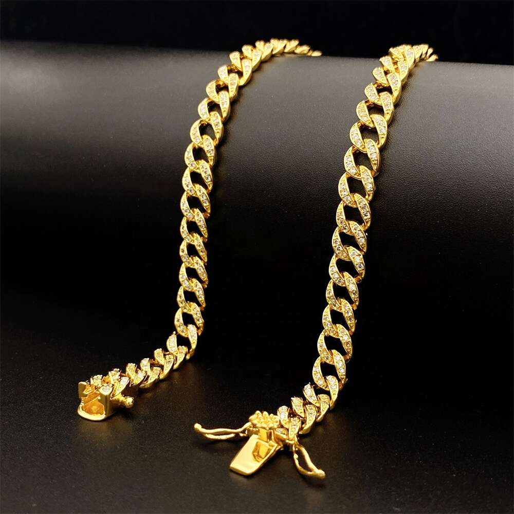 Hip Hop Jewelry 925 Sterling Silver 18k Gold Plated 8mm Cuban Chain Necklace Vvs Moissanite Iced Out Cuban Chain