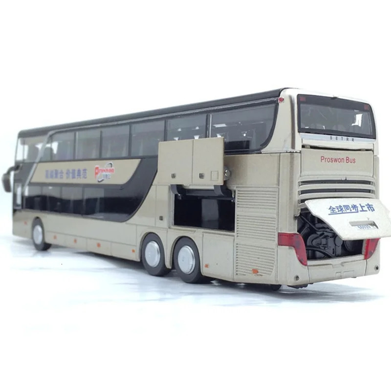 1 32 Alloy Bus Toy Double Decker Bus Model Simulation Children's Car Sightseeing Bus Toy Car Gift 240113