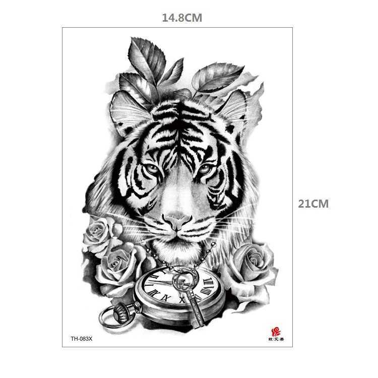 Tiger Tattoo Sticker Half Arm Lion Large Pattern Water Transfer Printing Set
