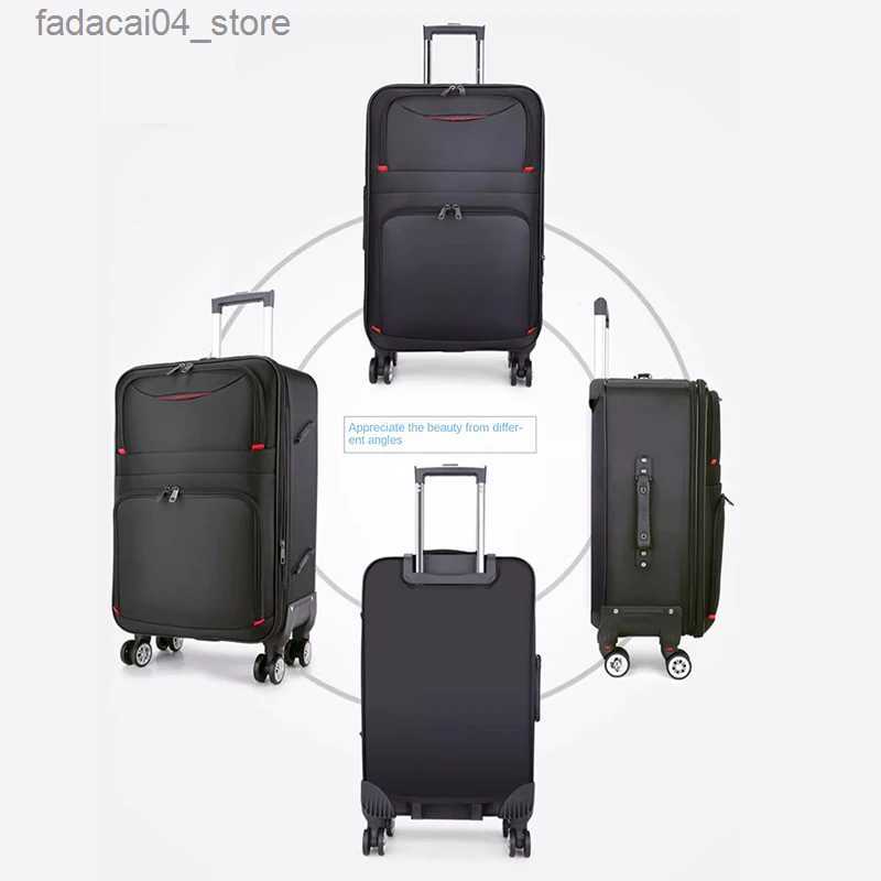 Suitcases 30 Large Capacity Black Luggage Waterproof Durable Trolley Case Oxford Cloth Detachable Spinner Wheel 20 Password Suitcase Q240115