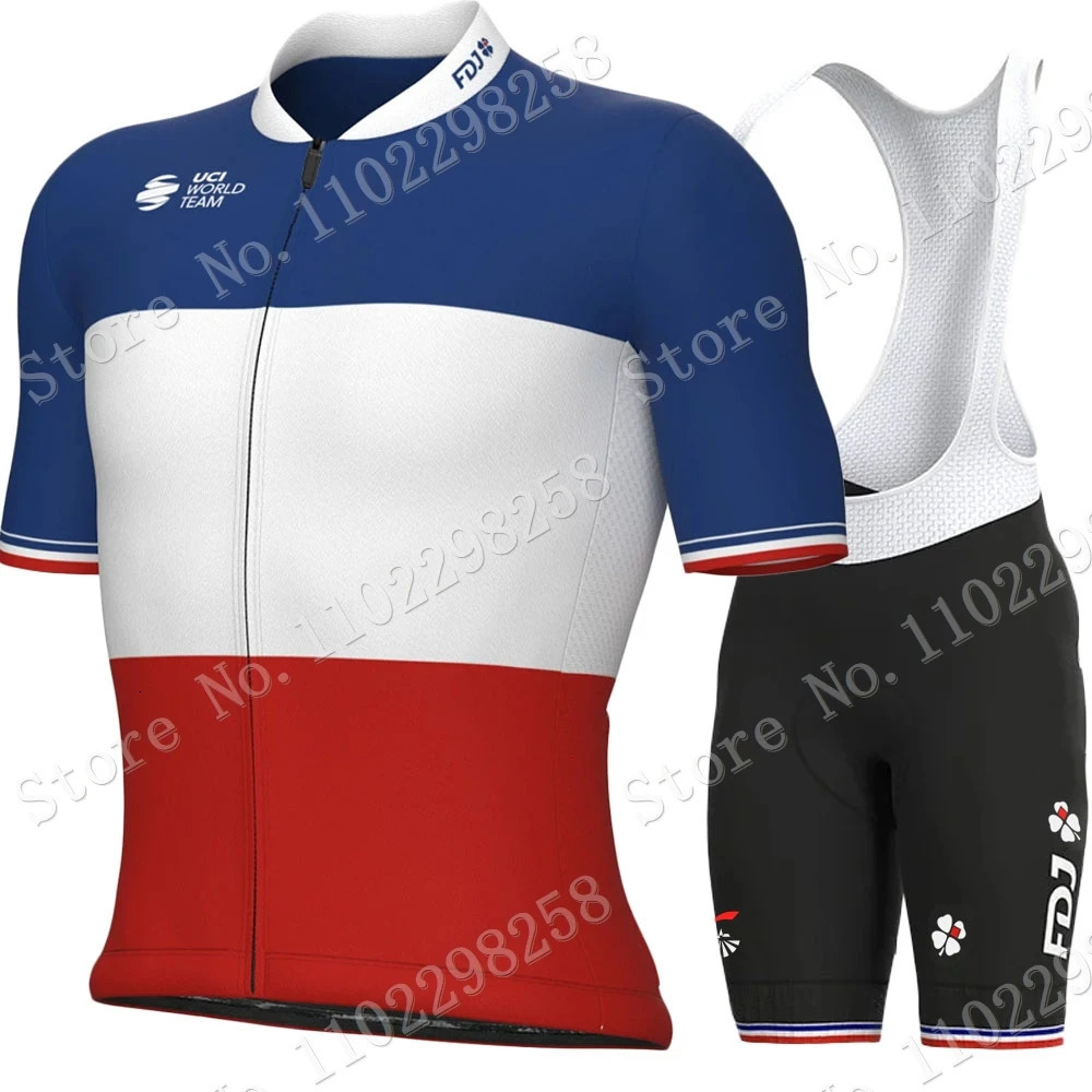Team Cycling Jersey Set France Champion Summer Clothing Mens Road Bike Shirts Suit Bicycle Bib Shorts MTB Ropa Maillot 240113