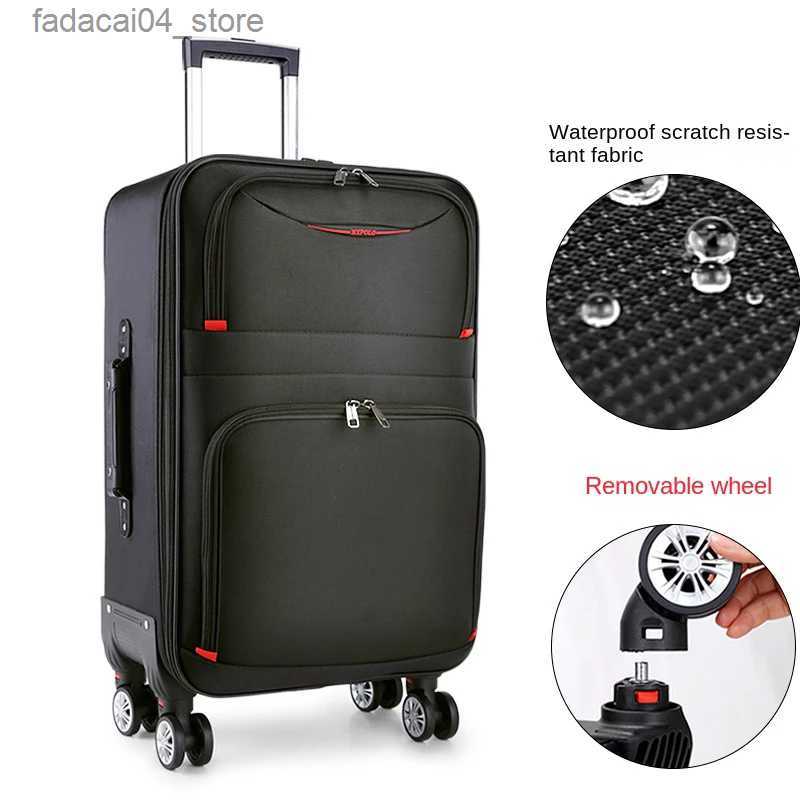 Suitcases 30 Large Capacity Black Luggage Waterproof Durable Trolley Case Oxford Cloth Detachable Spinner Wheel 20 Password Suitcase Q240115