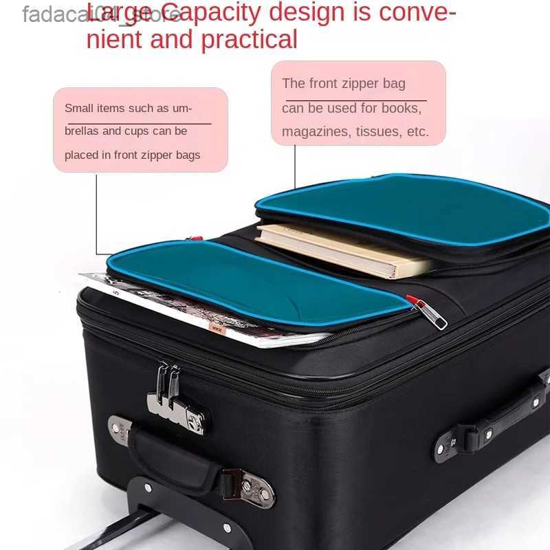 Suitcases 30 Large Capacity Black Luggage Waterproof Durable Trolley Case Oxford Cloth Detachable Spinner Wheel 20 Password Suitcase Q240115