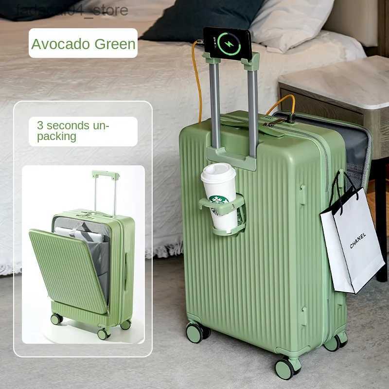 Suitcases Middle Size Luggage 20 22 24 26 Inch Front Opening Men's and Women's Multifunctional Password Lock Travel Suitcases with Wheels. Q