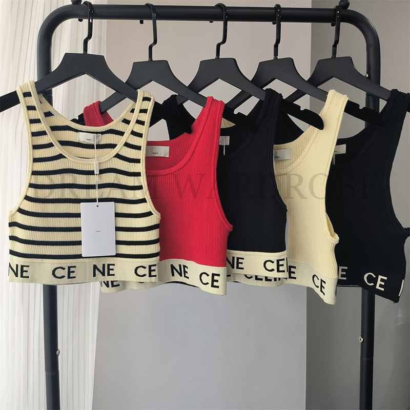 Sexy Womens Tank Tops T Shirts CE Letter Tops Tees Top Embroidery Summer Sleeveless Stripe Color Classic Vest with SML