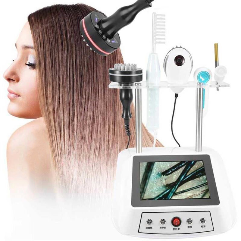 2024 5 In 1 High Frequency Laser Hair Growth Machine Hair Scalp Analyzer Treatment Hair Loss Scalp Massager Testing Machine