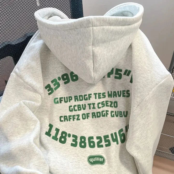 100 Cotton Wool Hoodie Autumn Winter Loose Letter Print Sweater Men and Women Hip Hop Long Sleeve Coat Harajuku 240115