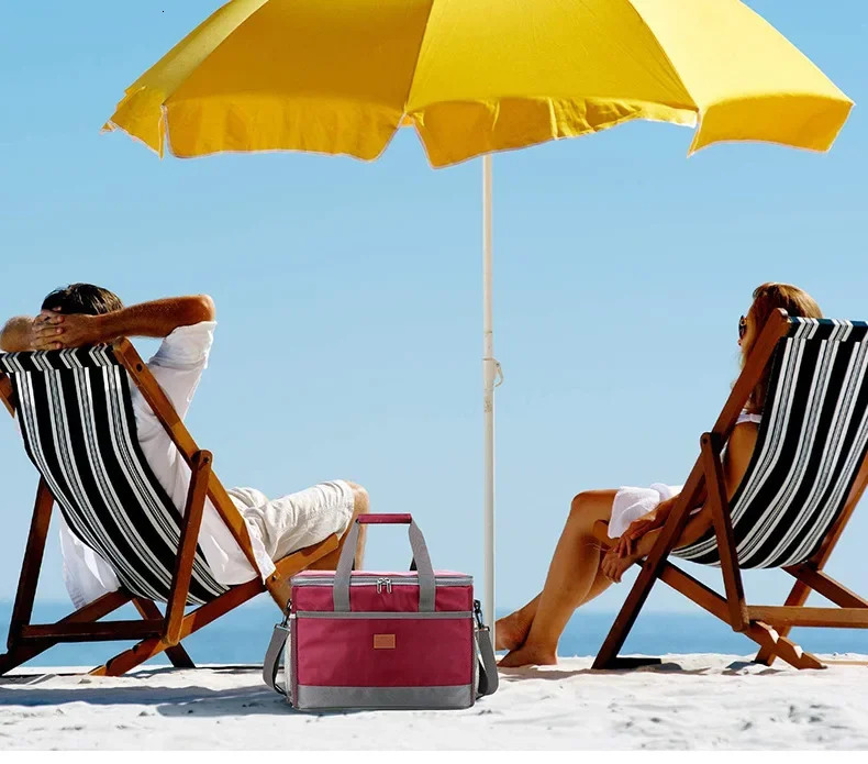 36L Large Insulated Cooler Bag Food Drink Thermal Picnic Lunch Bag Leakproof Cooling Box Camping BBQ Family Outdoor Activities 240116