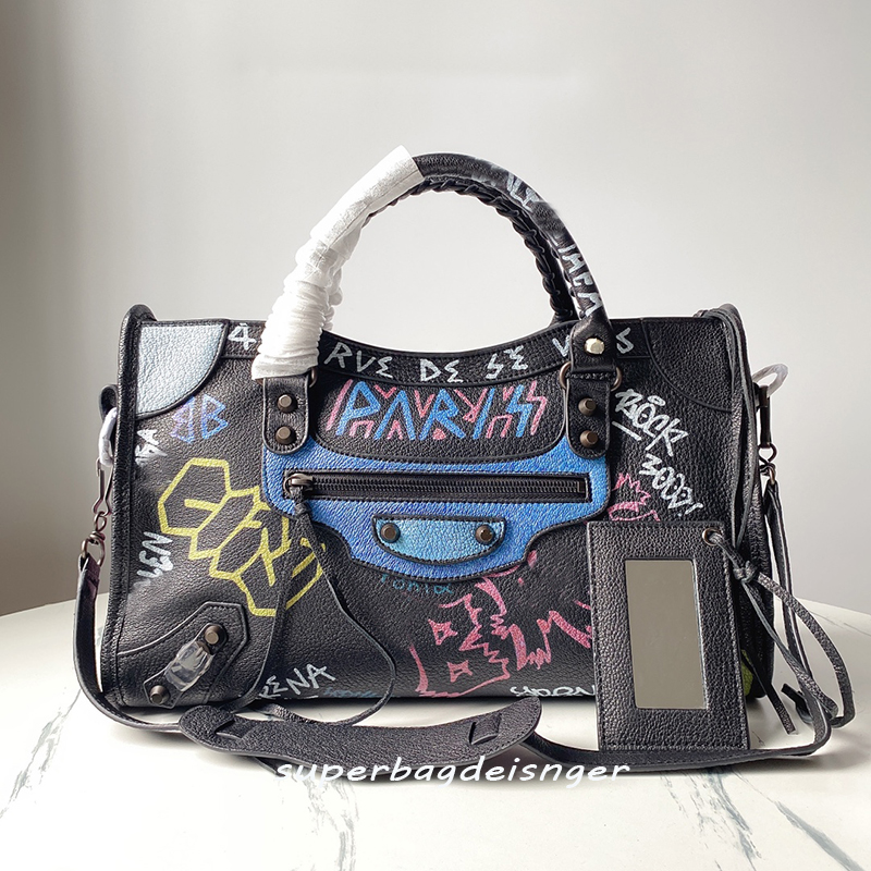 10A Designer Handbag Bag Graffiti Cagole Motorcycle Bags Retro Vintage Crossbody Shoulder Genuine goatskin soft leather Women's unisex business bags
