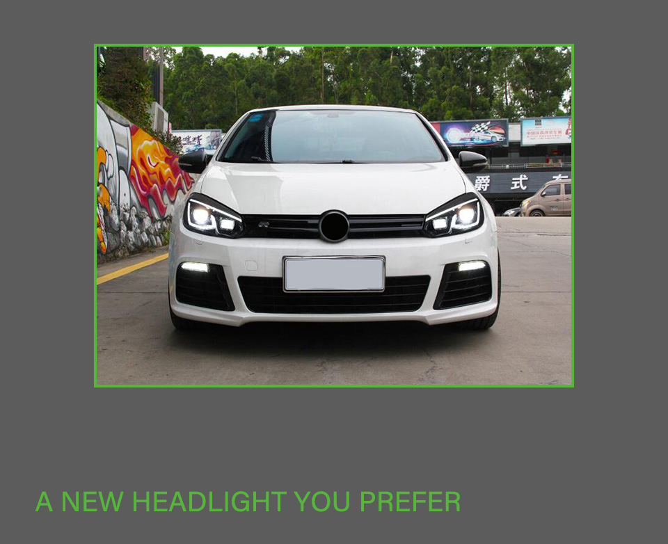 LED Daytime Running Head Light for VW Golf 6 MK6 Headlight 2009-2013 R20 Turn Signal Dual Beam Lamp Lens