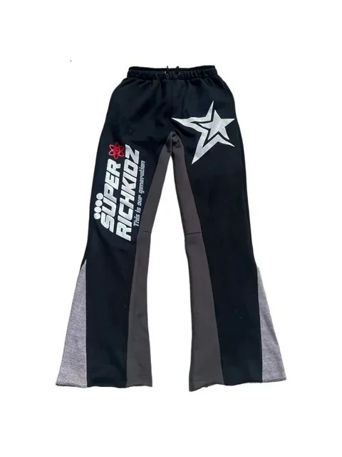Vintage style baggy Trousers Star Print casual pants waist pocket wide leg pants women's and men y2k high waist cargo pants 240115